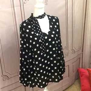 - Worthington Polka Dot V-Neck Blouse